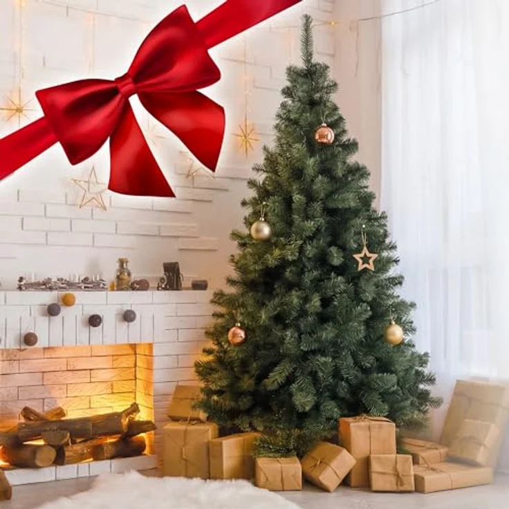 Künstlicher Weihnachtsbaum 220 cm Grün Tannenbaum Christbaum Tanne Unecht Weihnachtsdeko DecoKing Lena – Bild 2