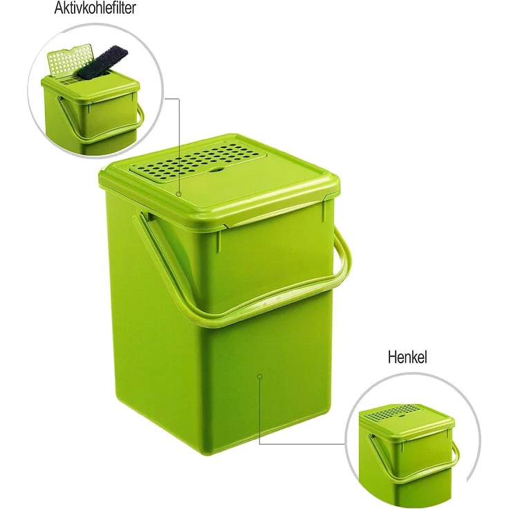 Komposteimer 8 l grün Aktivkohlefilter – Bild 3