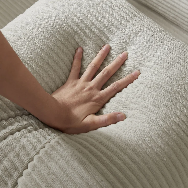 Schlafsofa in Beige mit Veloursbezug, Kaltschaum und modularer Funktion für 1 Person,59 x 195 x 89 cm – Bild 7