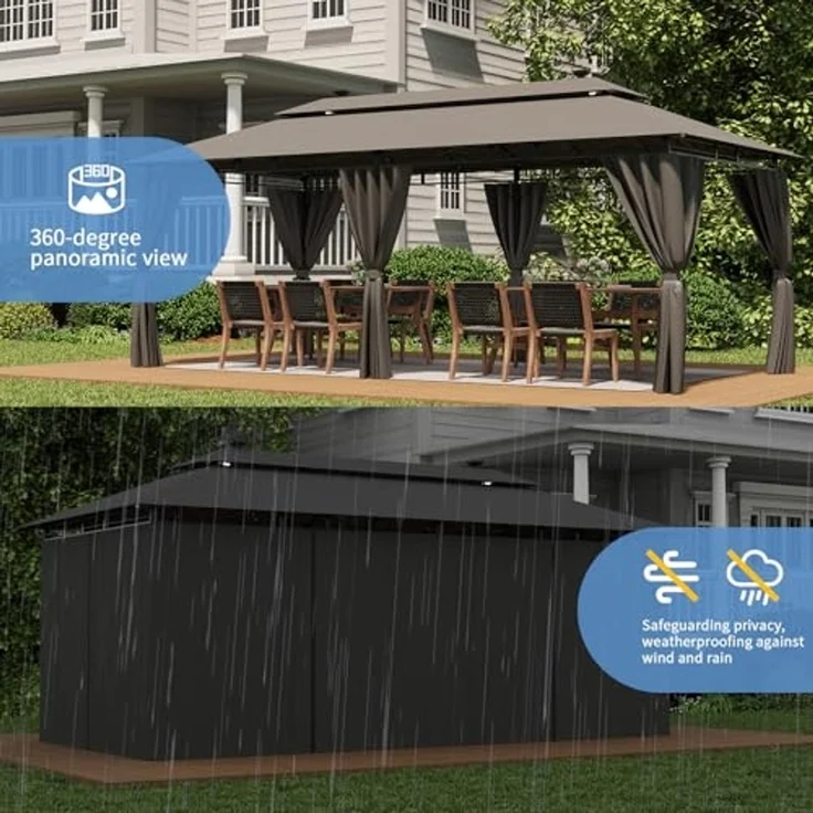 JUMMICO Gartenpavillon 3x6 m Doppeldach, Wasserdichtes & Stabiles Partyzelt mit Seitenwänden, Klappbarer Pavillon mit verstärkten Erdankern für Garten und Terrasse, Winterfest – Bild 6