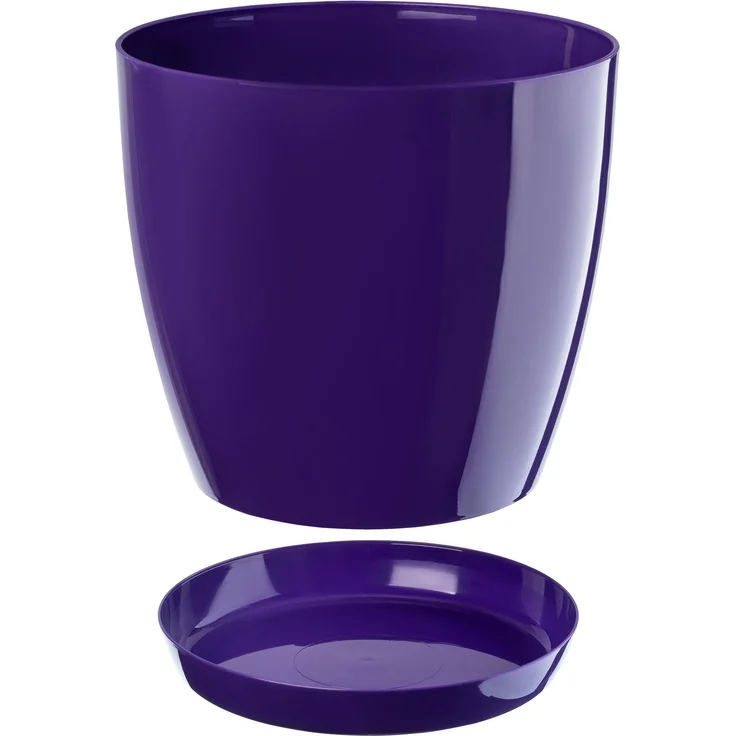 KADAX Blumentopf mit Ständer, Blumentopf mit Kunststoffabdeckung, 16 cm, violette Blumen – Bild 4