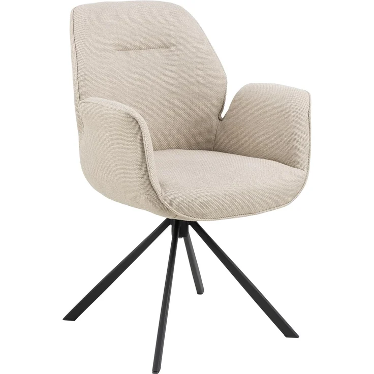 ACTONA GROUP Armlehnstuhl Sternfuß schwarz, drehbar, in Beige, Stoff - 62 x 90 x 61 cm (BxHxT) – Bild 1