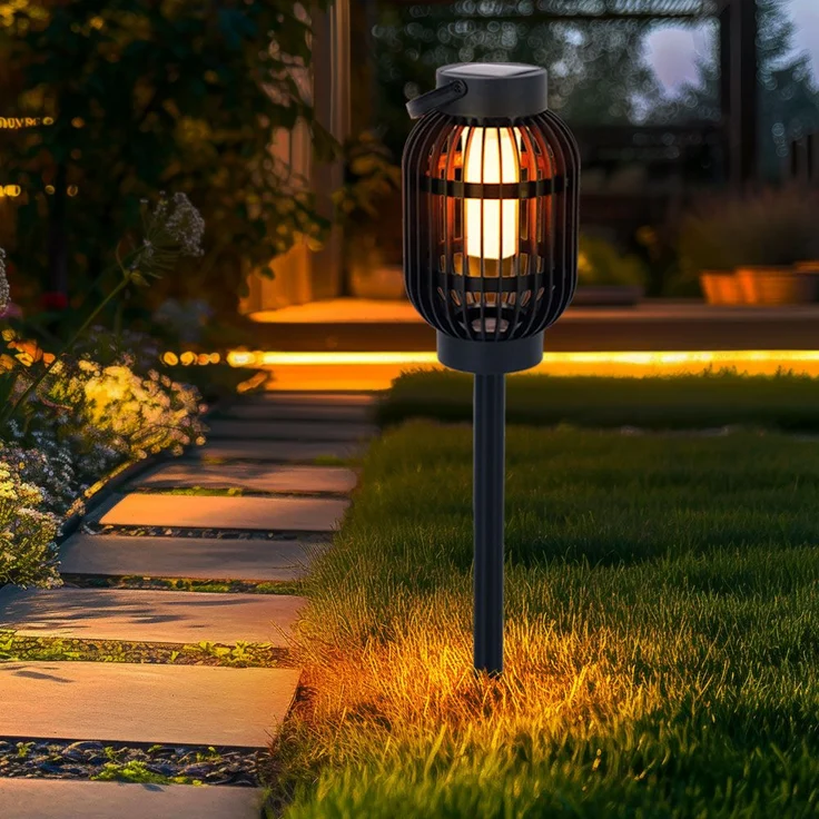 LED Solar Tischlampe, 2in1 Flammeneffekt, Erdspieß, H 72,5cm – Bild 3
