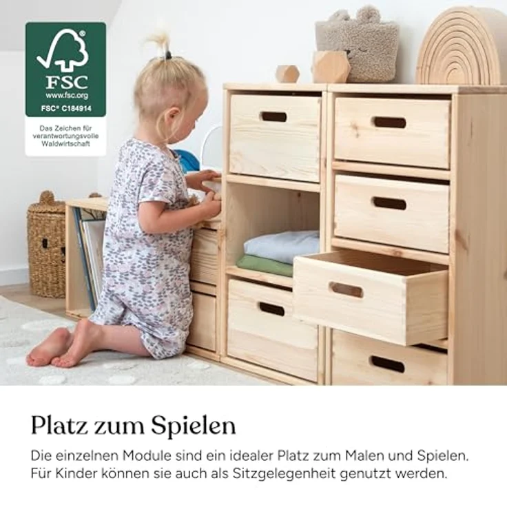 Ehrenkind Kinderregal Aufbewahrungssystem für das Kinderzimmer aus hochwertigem Holz, Modularer Aufbau, individuell kombinierbar – Bild 6