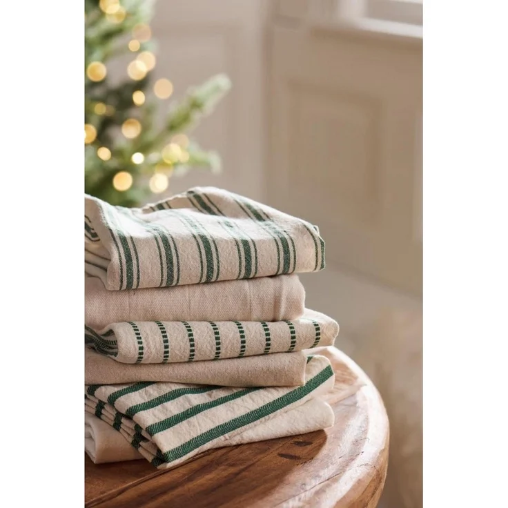 Ib Laursen Geschirrtuch Ib Laursen Geschirrtuch Orla Streifen Dunkelgrün (50x70cm) – Bild 1