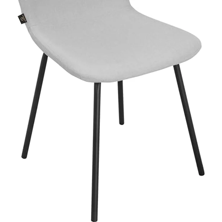 Ulmar Esszimmerstuhl 2er Set, Stoff Hellgrau, Polsterstuhl mit schwarzen Metallbeinen, moderner Essstuhl für Küche, Esszimmer und Wohnzimmer, 44 x 52 x 80 cm – Bild 5