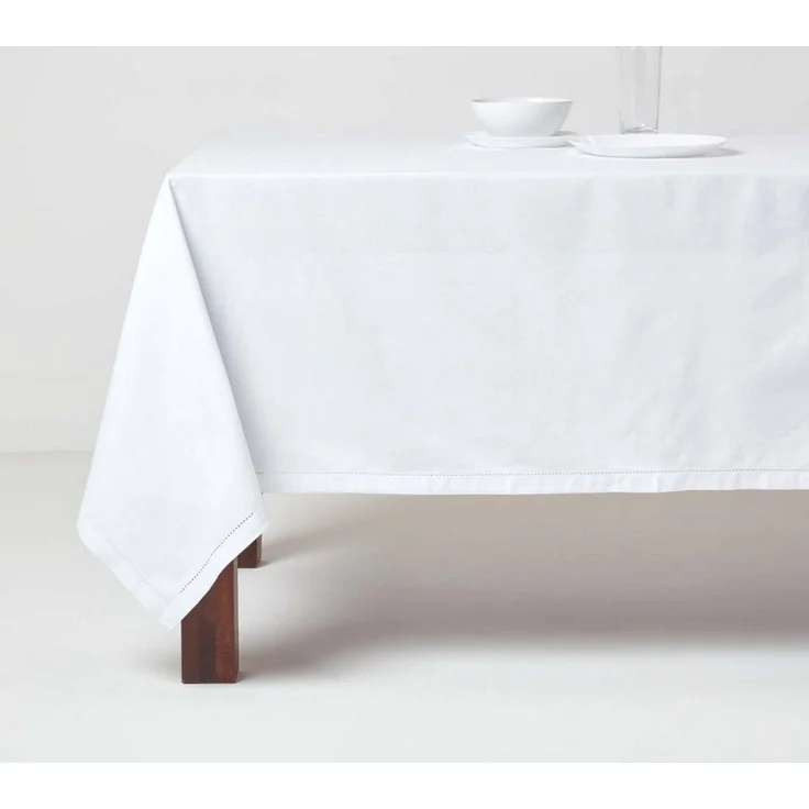 Homescapes Tischdecke Tischdecke weiß – 137x137 cm, 100% Baumwolle (1-tlg) – Bild 4