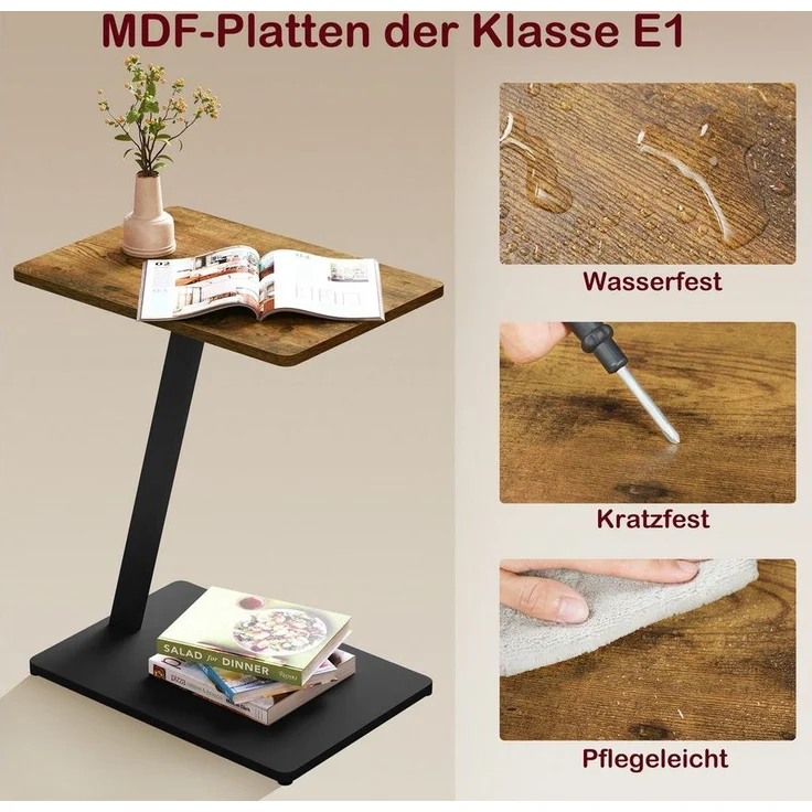 EUGAD Beistelltisch (1-St), C Form, Couchtisch mit Metallgestell, für Couch – Bild 3