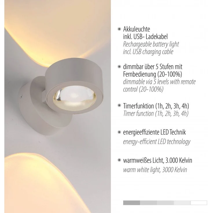 JUST LIGHT 19330-39 AKKU-CHIA AKKU-Wandleuchte Sandbrise 3000K – Bild 8