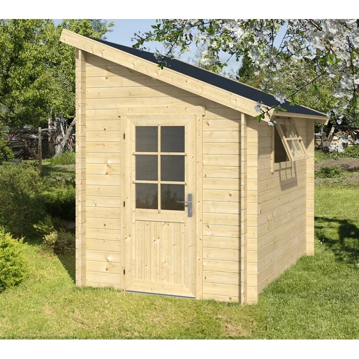 Lasita Maja Holz Gartenhaus Anlehnhaus Jura | 300x200 cm | Natur – Bild 3