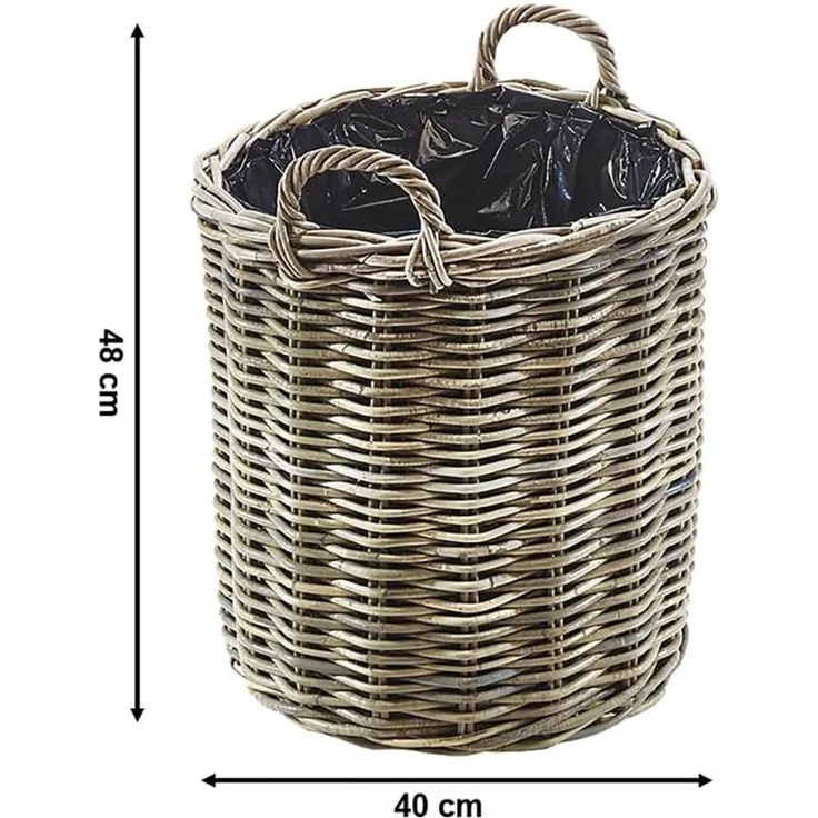 Kobolo Pflanzkübel Pflanzkorb aus grauem Rattan mit Folie klein – Bild 2