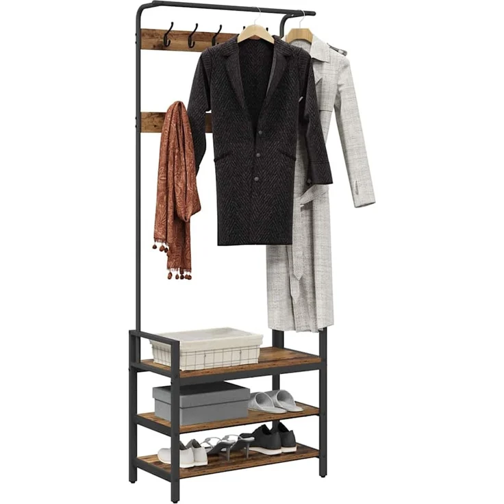 vidaXL Garderobenständer 75 x 34 x 184 cm Altholz Holzwerkstoff 879957 – Bild 3