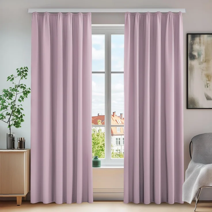 Deconovo Vorhang mit Kräuselband für Schienen Sichtschutz Gardine Hellpink | 2er Set, H 260 x B 140 cm, Verdunklungsgardinen, Schlafzimmer, Wärmehaltung, Sonnenschutz, Wohnzimmer Deko, Schienensystem