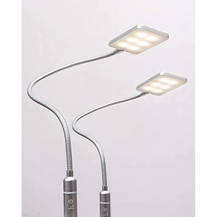 kalb Bettleuchte 4W LED Bettleuchte Leseleuchte Nachttischlampe Leselampe flexibel, 2er Set silbergrau, warmweiß