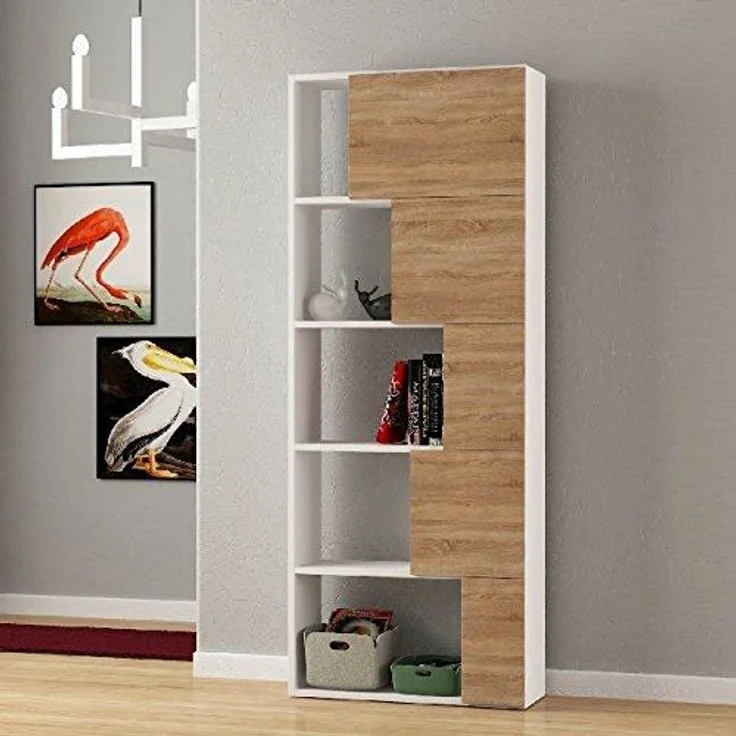 Decortie By Homemania Bücherregal, Ondatoo, Weiß/Eiche – Bild 2
