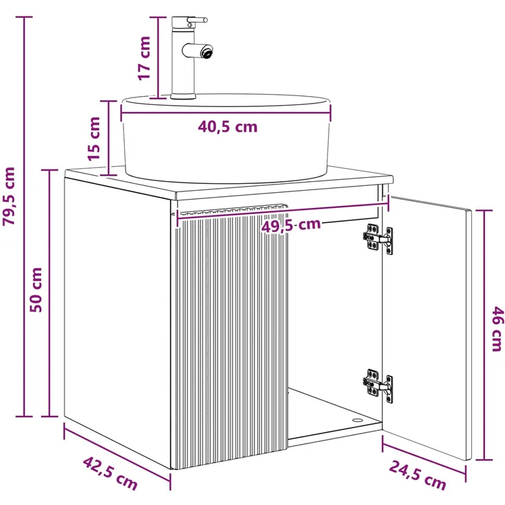 vidaXL Wandmontierter Waschbeckenunterschrank Sonoma-Eiche 890434 – Bild 8