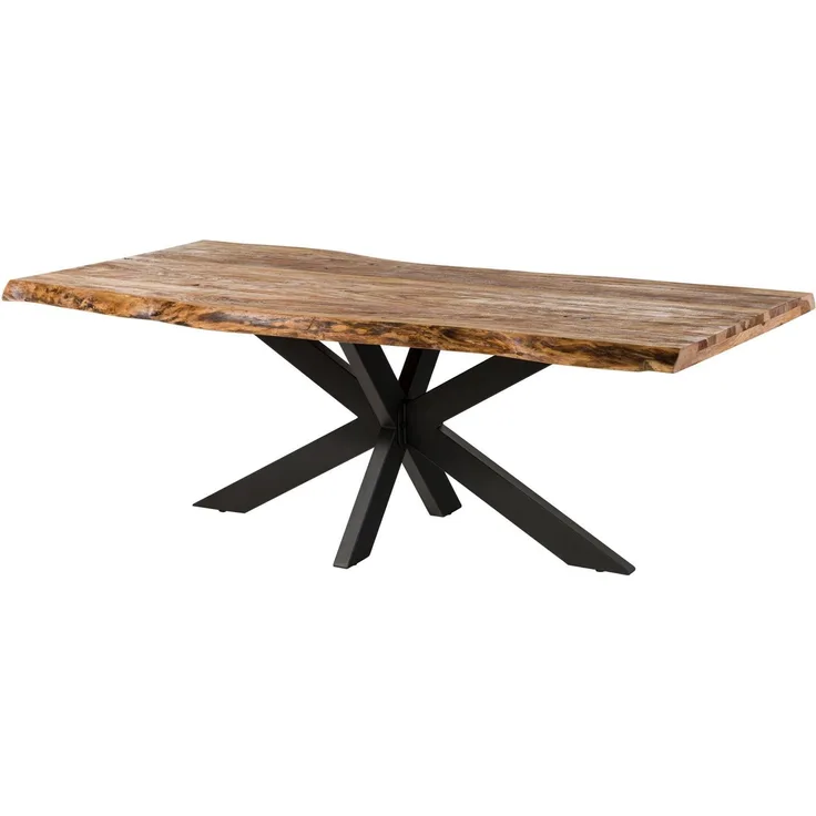 Baumtisch Sheesham 260x100x77 natur sandgestrahlt / Kreuzgestell anthrazit matt FREEFORM 5