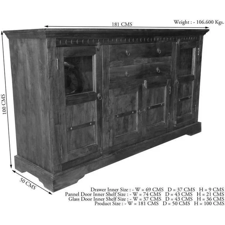 Sideboard Akazie 181x50x100 honig lackiert OXFORD #0453 – Bild 8