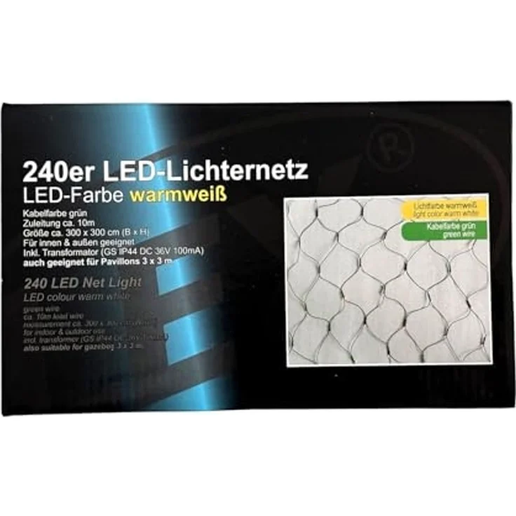 240er LED Lichternetz Lichterkette Außen Innen Kabel grün Partylicht warmweiß – Bild 4