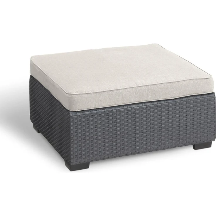 Allibert Salta Hocker mit Sand Kissen | Stilvoller Gartenhocker in Rattanoptik – Bild 1