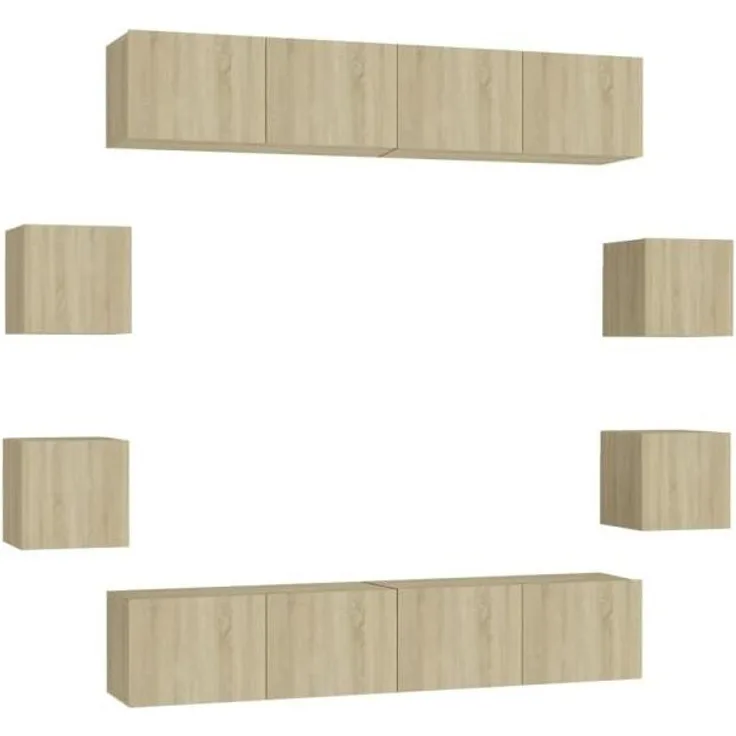 vidaXL 8-tlg. TV-Schrank-Set Sonoma-Eiche Spanplatte [3078963]