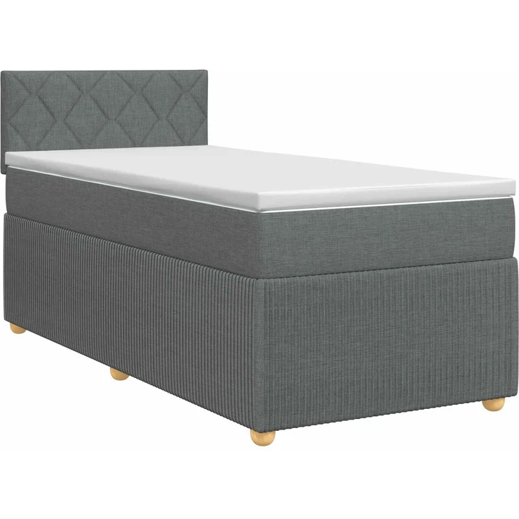 vidaXL Boxspringbett mit Matratze Dunkelgrau 90 x 200 cm Stoff 3451385 – Bild 2
