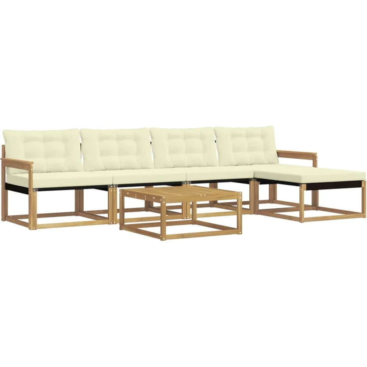 vidaXL Outdoor-Sofagarnitur 6 stk. 4-Sitzer Weiß und Creme 3388604 – Bild 2