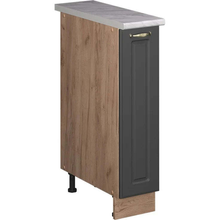 Apothekerschrank Fame-Line Anthrazit-Gold Landhaus/Goldkraft Eiche 20 cm, AP Marmor Vicco – Bild 1