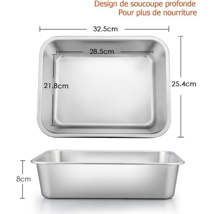 Joyfair Edelstahl Auflaufform Rechteckig Backform 32x25x8cm Kit – Bild 2