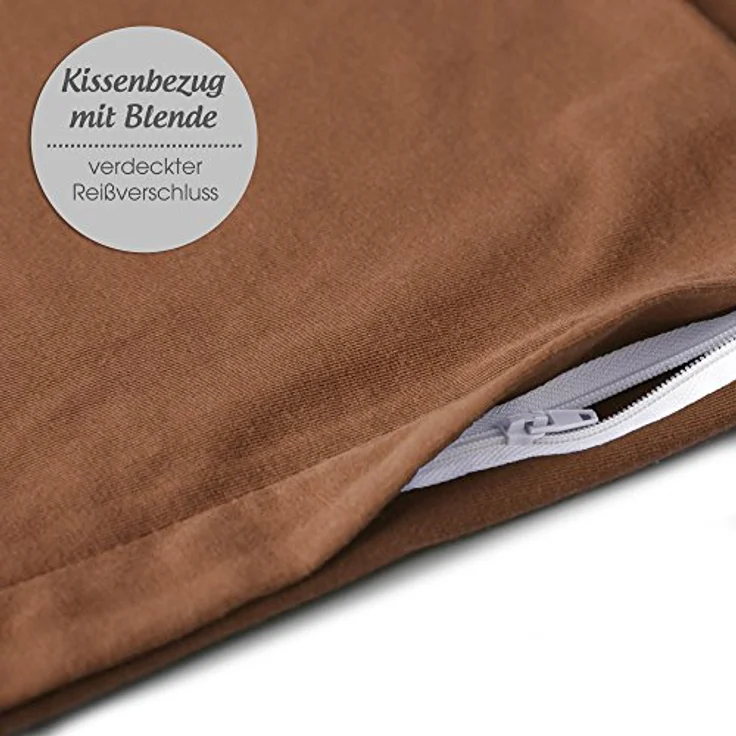 aqua-textil Classic Line Baumwoll Kissenbezug 2er-Set 40x40 cm Schoko braun Kissen Bezug Reißverschluss Jersey Kissenhülle – Bild 5