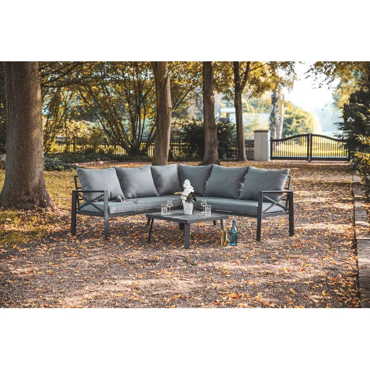 greemotion Lounge-Set Amsterdam 2-teilig, Stahl, anthrazit, Platz für 5 Personen, Gartenmöbel-Set, Loungemöbel-Set