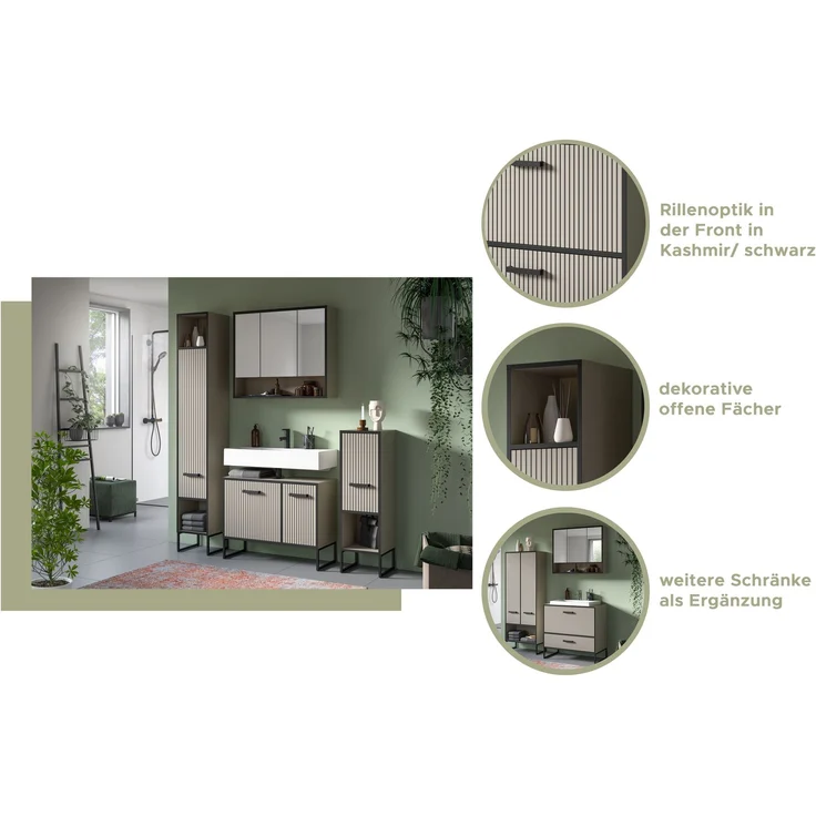 Standschrank (B/H/T: 30x101x32 cm) in Kaschmir Nachbildung – Bild 8