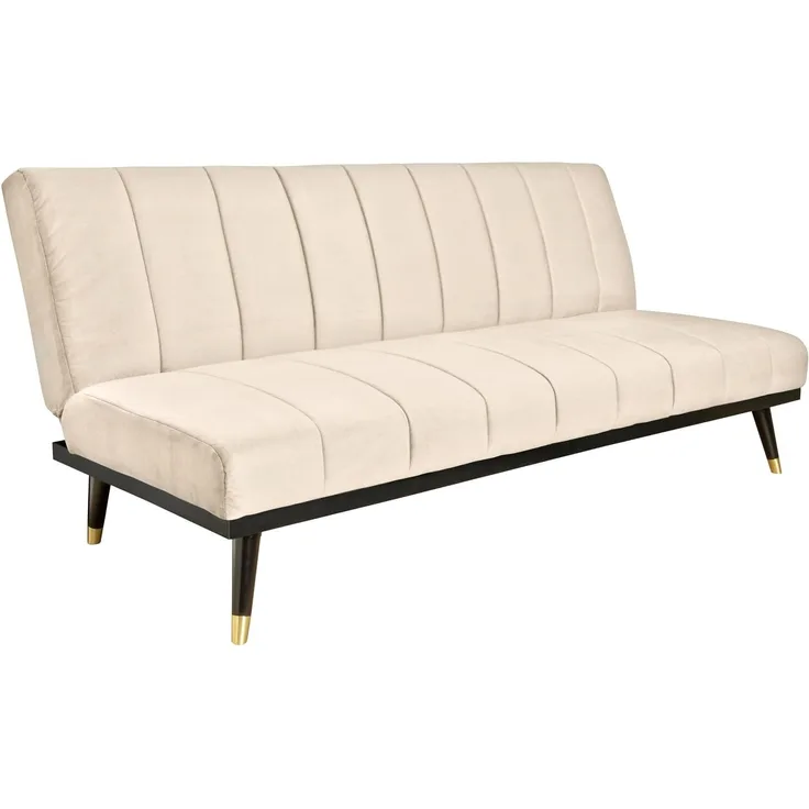 riess-ambiente 3-Sitzer PETIT BEAUTÉ 180cm champagner / schwarz, Einzelartikel 1 Teile, Wohnzimmer · Samt · mit Bettfunktion · Schlafcouch · Retro Design