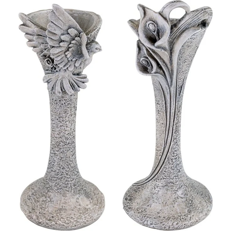 matches21 HOME & HOBBY Dekovase Grabvasen verziert Grabschmuck 2er Set Friedhofsvasen Ø 6x17 (2 St) – Bild 4