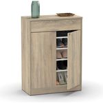 Muebles Pitarch | Eingangsschuhkipper mit Schublade und 4 verstellbaren Regalböden, Eiche Cambrian, 20 Paar Schuhe, 101 x 75 x 36 cm, Modell Berlin