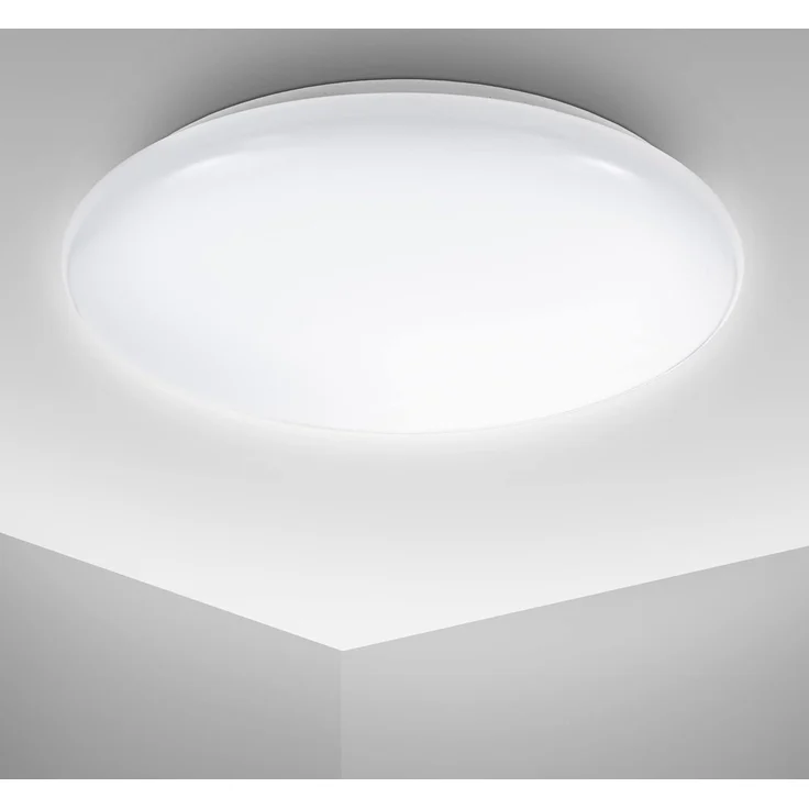 B. K. Licht - Deckenlampe mit neutralweißer Lichtfarbe, 12 Watt, 1200 Lumen, LED Deckenleuchte, LED Lampe, Wohnzimmerlampe, Schlafzimmerlampe, Küchenlampe, Deckenbeleuchtung, 27,8x6,5 cm, Weiß – Bild 1