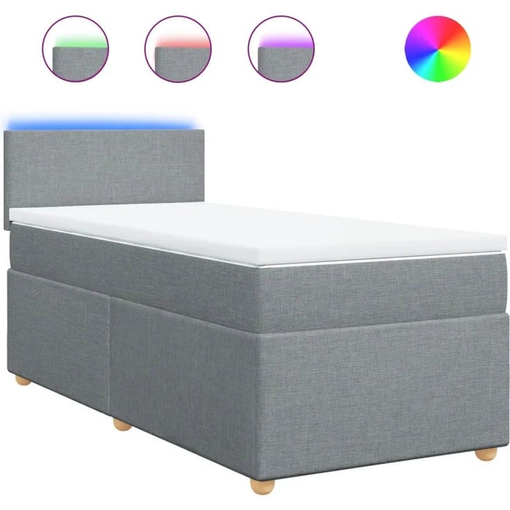 vidaXL Boxspringbett mit Matratze Hellgrau 90x200 cm Stoff 3288856 – Bild 2