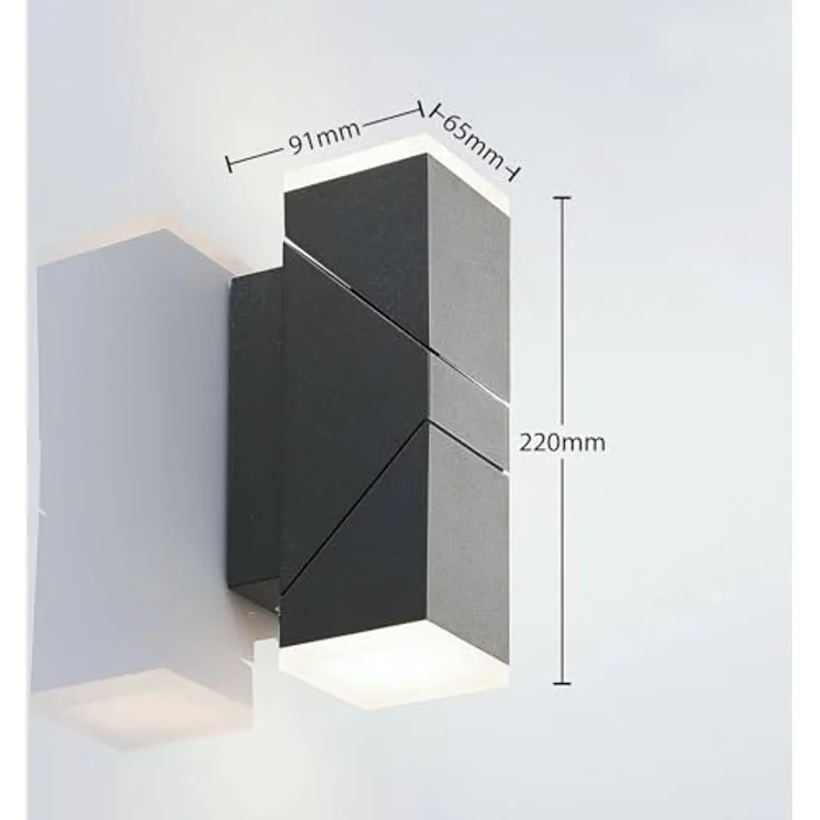 Lindby LED Wandleuchte außen Sally, spritzwassergeschützt, schwarz, Aluminium, 2-flammig, IP54, inklusive Leuchtmittel – Bild 5