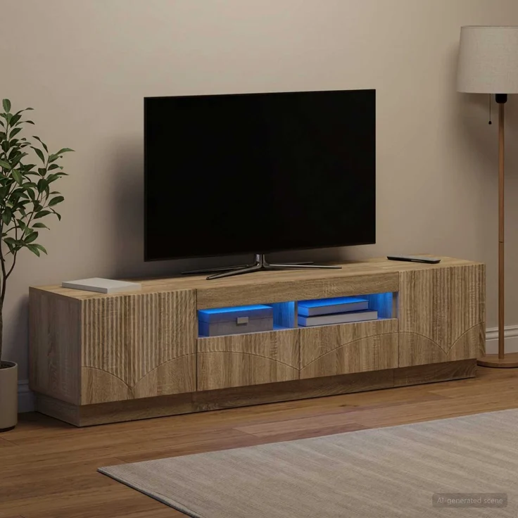 vidaXL LED-TV-Schrank HOORN 3 stk. Sonoma-Eiche Holzwerkstoff 3416840 – Bild 3