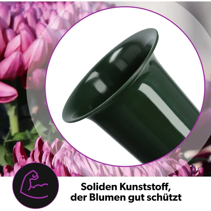 KADAX Vase Fläschchen für Friedhof 30 cm Künstliche Blumen Treibende Spitze Grün – Bild 4