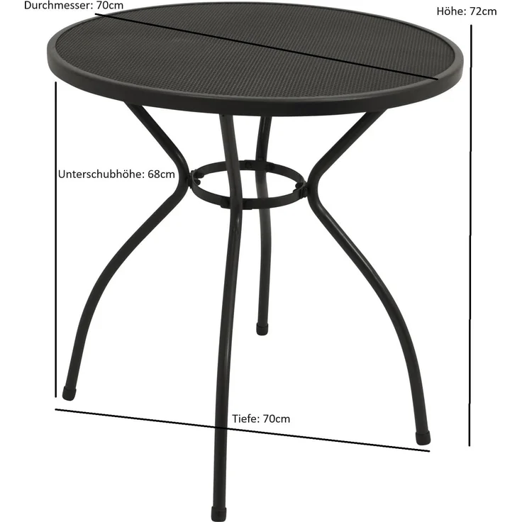 DEGAMO Gartentisch CLASSIC, 70cm rund, Stahl + Streckmetall anthrazit – Bild 2