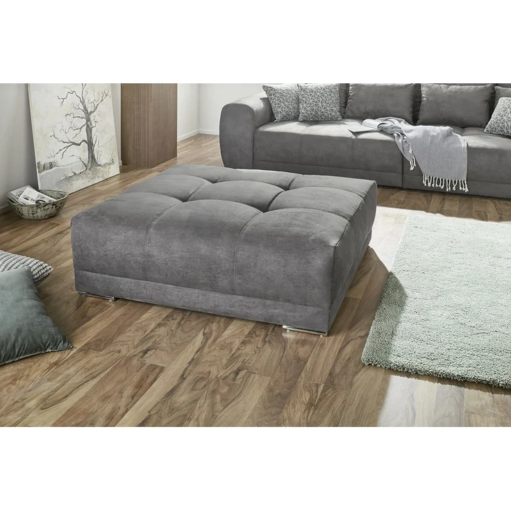 XXL-Hocker 120x120 cm für Big-Sofa Federkern Polstersitz in Mikrofaserstoff Grau – Bild 3