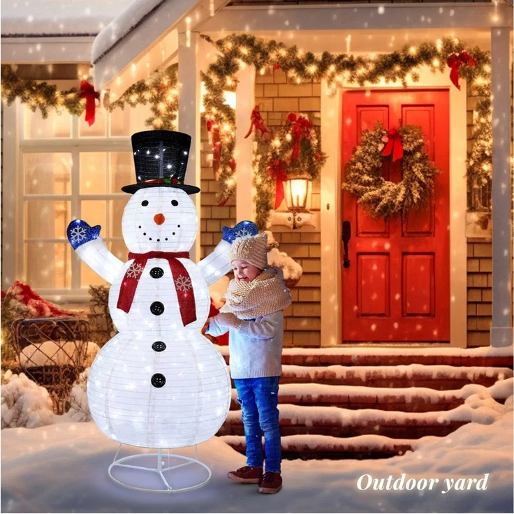 LALAHO Schneemann LED-Schneemann Weihnachten deko, 180cm mit 200 LEDs Weihnachtsbeleuchtung für Innen und Außen – Bild 4