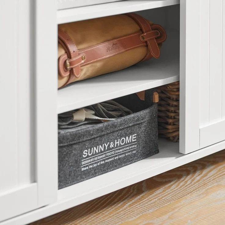 SoBuy FSB74-W Schuhschrank, MDF, Lackiert, Weiß, 100 x 87 x 40 cm – Bild 7