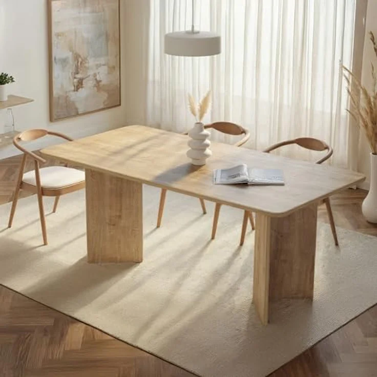 Modern Dining Table, Honey Oak, 180 x 90 x 75 cm | 100% Melamine Coated Particle Board, Thickness: 25 mm | Durable & Stylish Design, 70 kg Capacity, Perfect for Contemporary Dining Spaces – Bild 2
