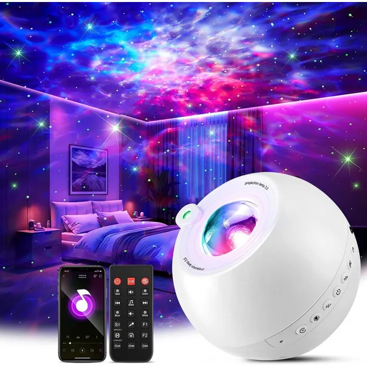 Vivitar LED-Sternenhimmel Projektor mit 15 Farben 15 Schlafliedern Geräuschen, 3 Projektionsmodi, Geschenk für Kinder, Mädchen, Frauen, mit Bluetooth, Fernbedienung, Nachtlicht für Kinder Schlafzimmer, LED-Sternenprojektor für Decken und Wände, Galaxie...
