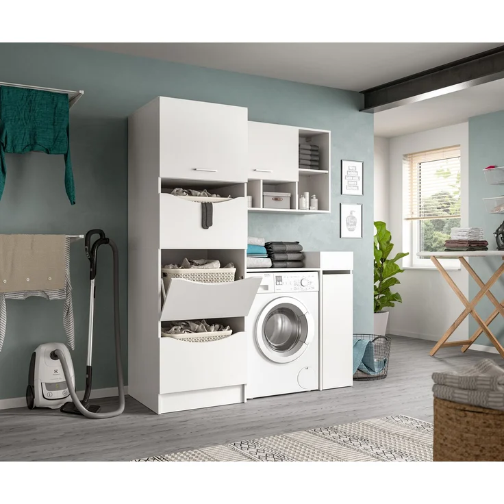 Waschmaschienenumbau Set (B/H/T: 145x195x62 cm) in weiß Nachbildung – Bild 5