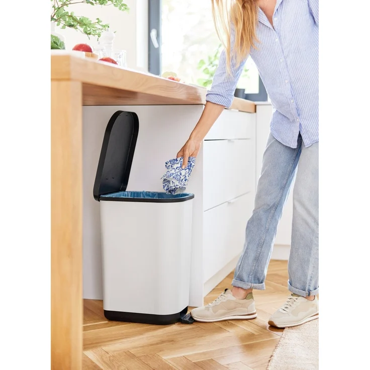 Rotho Treteimer Ribo 35 L weiß grau Mülleimer – Bild 2