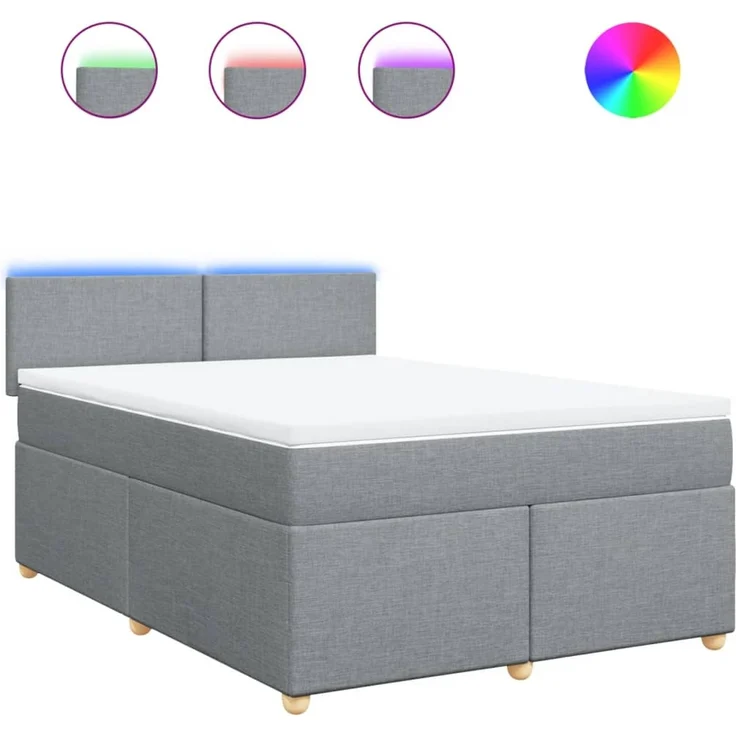 vidaXL Boxspringbett mit Matratze Hellgrau 140x190 cm Stoff 3288968 – Bild 2