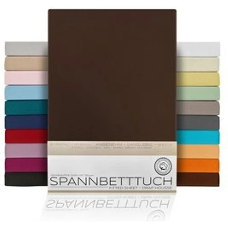 Beautex Spannbettlaken, Gummizug: rundum, (1 Stück), gekämmte Baumwolle Premium Jersey, 160g/m², Dunkelbraun, Boxspring - 90x200x45 cm – Bild 6